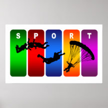 Multicolor Parachuting Emblem Posters