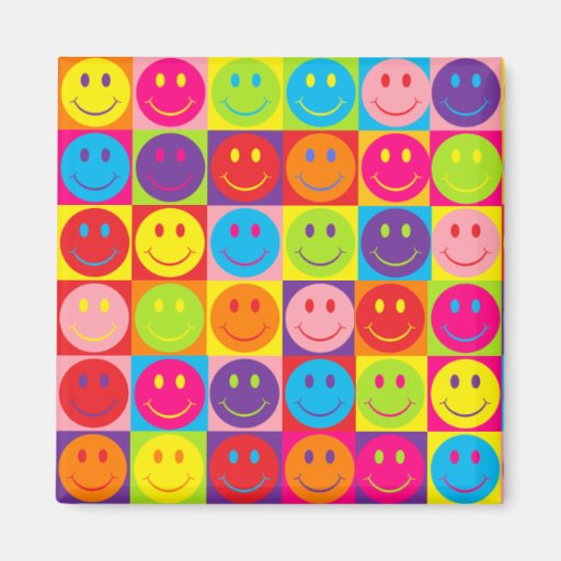 Multicolor Pop Smileys Refrigerator Magnets