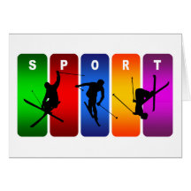 Multicolor Ski Emblem Greeting Cards