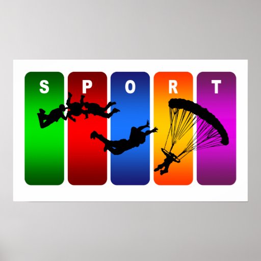 Multicolor Skydiving Emblem Print