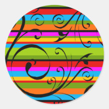 Multicolor Stripe Flourish Stickers