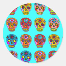 Multicolor Sugar Skulls Round Sticker