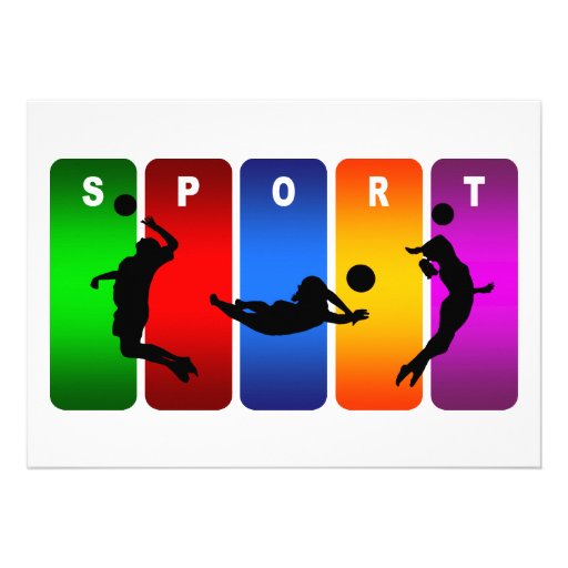 Multicolor Volleyball Emblem Personalised Invites