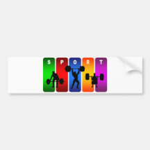 Multicolor Weight Lifting Emblem Bumper Sticker