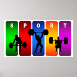 Multicolor Weight Lifting Emblem posters