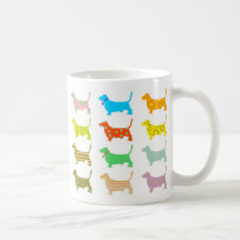 Multicolored bassets coffee mug