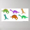 Multicolored Dinosaurs poster posters