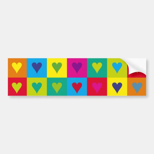 Multicolored Hearts Bumper Stickers