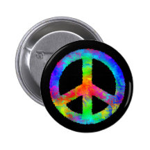 Multicolored Peace Sign Button