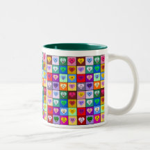 Multicolored Smiley Hearts Coffee Mug
