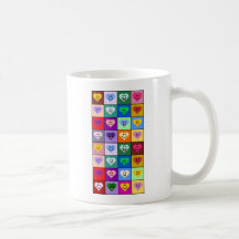 Multicolored Smiley Hearts Coffee Mugs