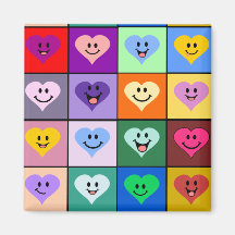 Multicolored Smiley Hearts Fridge Magnet