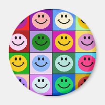 Multicolored Smiley Squares Fridge Magnet