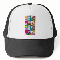Multicolored Smiley Squares Mesh Hat