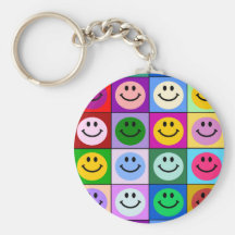 Multicolored Smiley Squares Key Chains