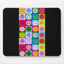 Multicolored Smiley Squares Mouse Mats