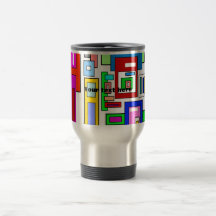 Multicolored squares and rectangles mug