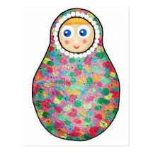 Multicoloured Russian doll Post Card
