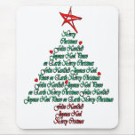 Multilanguage Chistmas Card Feliz Natal Tree mousepads