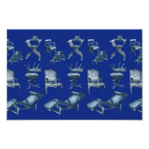 Multiple chairs in dark blue photo art