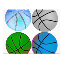 Multiple Coloured Basketballs Personalised Invitation