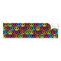 Multiple Multicolor Peace Signs Bumper Sticker