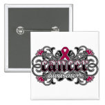 Multiple Myeloma Awareness Floral Ornamental Pinback Button