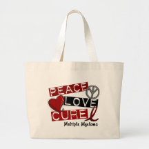 Multiple Myeloma PEACE LOVE CURE 1 Canvas Bag