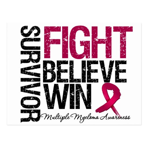 Multiple Myeloma Survivor Fight Believe Win Motto Postcard