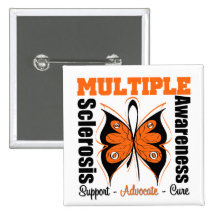 Multiple Sclerosis Awareness Butterfly Pinback Buttons