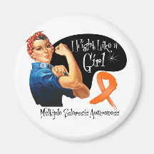 Multiple Sclerosis Fight Like a Girl Rosie Riveter Magnets