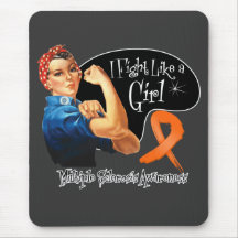 Multiple Sclerosis Fight Like a Girl Rosie Riveter Mousepads