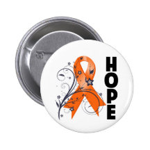 Multiple Sclerosis Floral Hope Ribbon Pinback Buttons