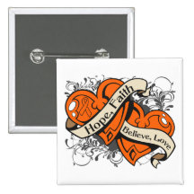 Multiple Sclerosis Hope Faith Dual Hearts Pinback Buttons