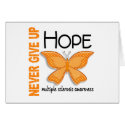 Multiple Sclerosis Never Give Up Hope Butterfly 4 cards
