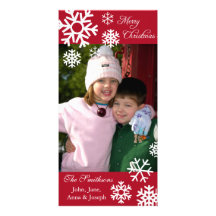 Multiple Snowflakes Christmas Photocard (Burgandy) Photo Card Template