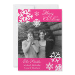 Multiple Snowflakes Christmas Photocard (Hot Pink) invitations