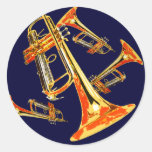 Multiple Trumpets Round Stickers