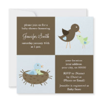 Mum and Baby Bird Shower Invitations