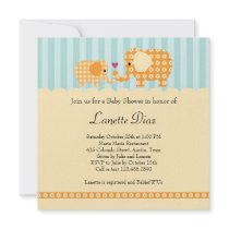 Mum and Baby Elephant Unisex Baby Shower Invitatio