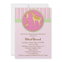 Mum and Baby Giraffe Baby Girl Shower Invitation