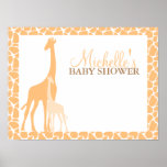 Mum and Baby Giraffe Baby Shower Welcome Sign posters