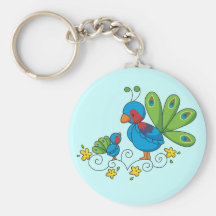 Mum and Baby Peacock Keychain