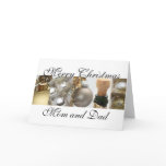 Mum and Dad merry christmas gold on white christma cards