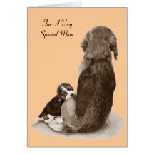mum cute puppy beagle dog versed greeting card