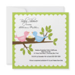 Mum & Dad Birds with Baby Bird Baby Shower Personalised Invite