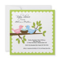 Mum & Dad Birds with TWINS Baby Shower invitations