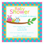 Mum & Dad Owls with Baby Owl Boy Baby Shower Personalized Invitations