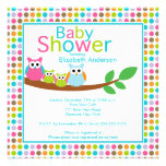 Mum & Dad Owls with Twins Multiple Baby Shower Custom Invitation