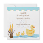 Mum Duck & Baby Duck Twins Baby Shower invitations